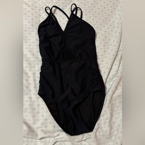 Black Women's leotard five the label.
